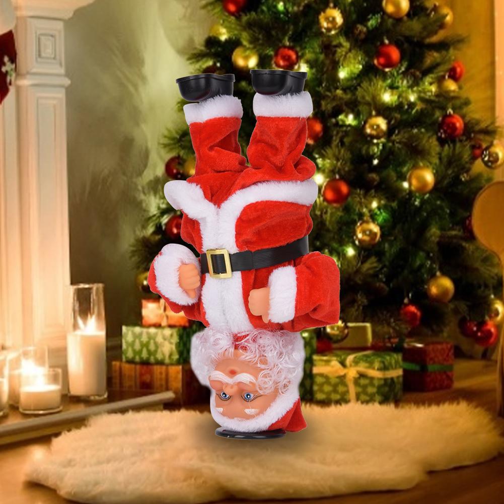 Lovely Christmas Electric Music Dancing Headstand Rotation Santa Claus Doll Decoration Toy Gift
