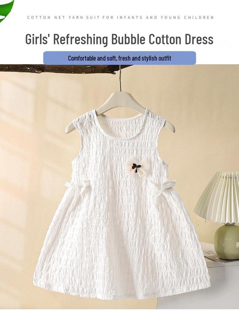 Baumwoll-Ärmelloses Sommerkleid für Mädchen - Atmungsaktiver Prinzessinnen-Stil
