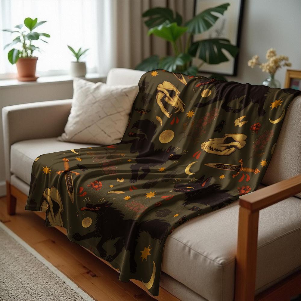 Dunkles Skizzen-Geister-Cartoon-Anime-Druck Flanelldecke Weiche Warme Überwurfdecke für Kinderzimmer Sofa Weihnachten Büro Auto