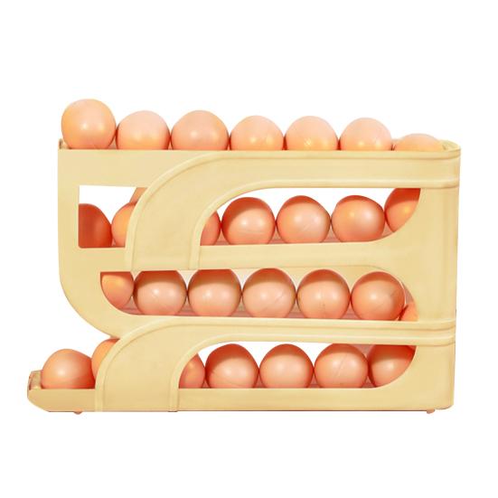 Fridge Side Door Slide Egg Rack Rolling Four Tiers Automatic Stoarge Large Capacity 30