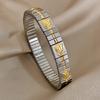 AENSOA Vintage Elastizität Edelstahl Armreifen Armband für Damen Klassisch Herz Quadrat Verstellbares Armband Wasserdichter Armreif