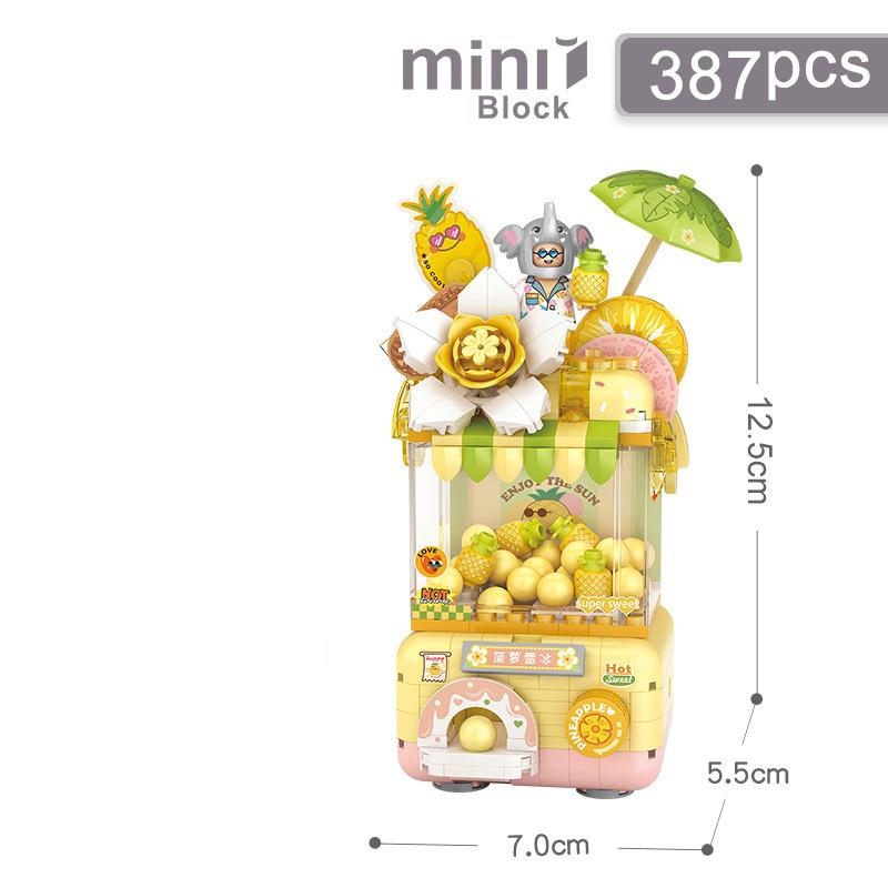 Idea Small Ufo Catcher Mini Block Grab Machines Building Brick Fruits Dessert Snacks Candy Construction Toys For Kids Gift