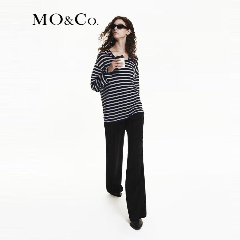 MO&Co. Women's High-Waist Pleated Wool Blend Casual Pants