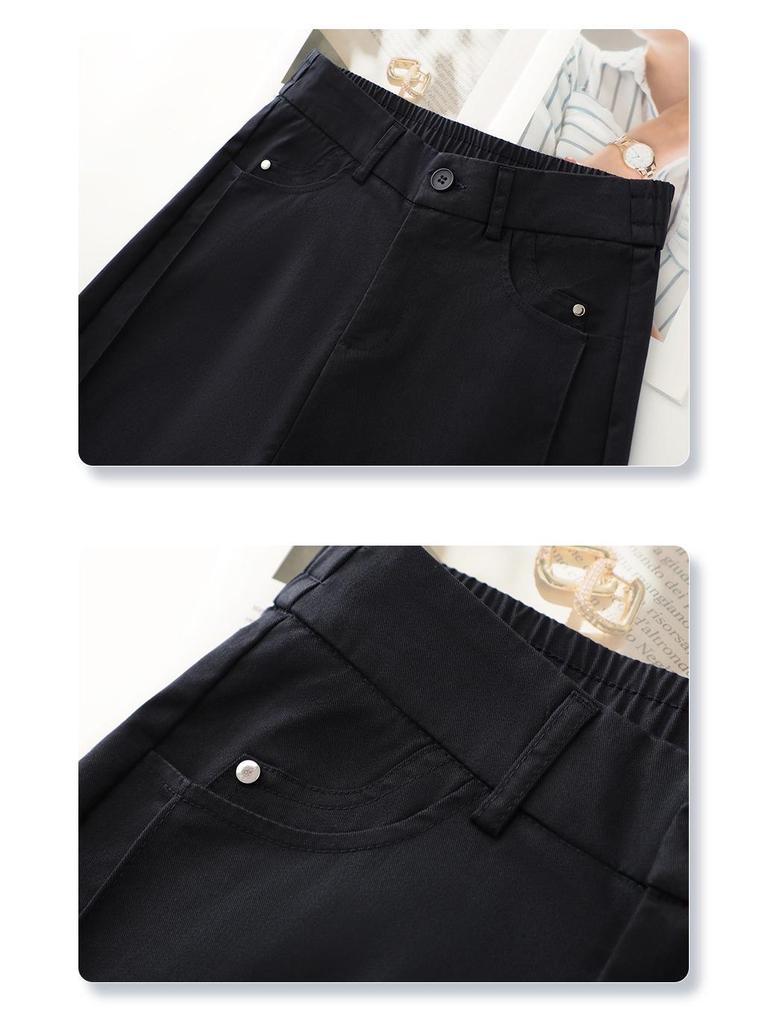 Khaki High-Waist Slimming Wide-Leg Pants - Spring 2025: Stylish Draping Casual Fit