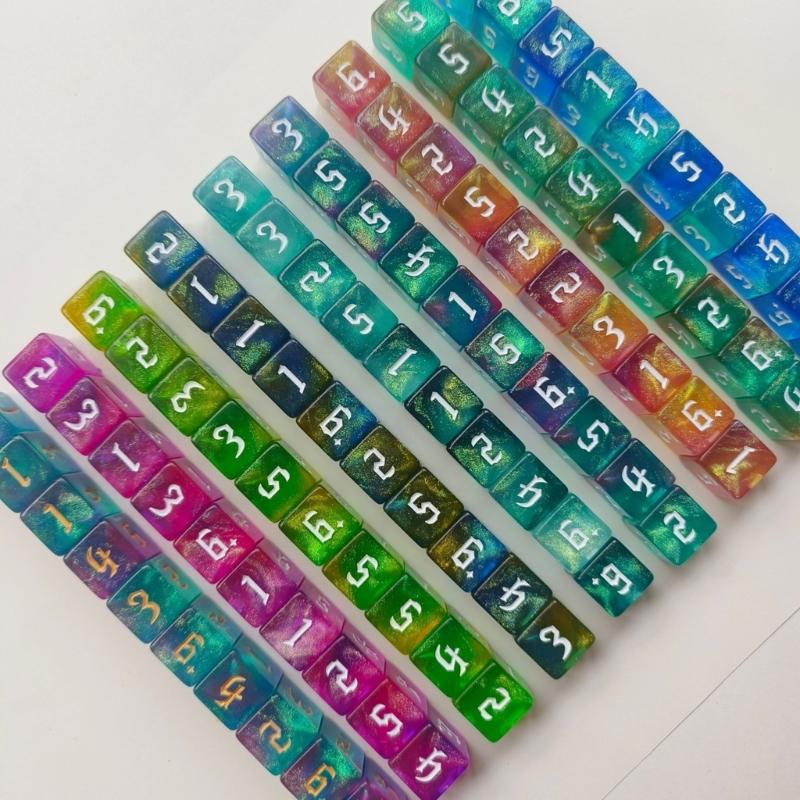 Game Playings Rounded Block Math Teaching Educational Toy Dices Small Colorful Acrylic Six Sided Dices Cubes with Number