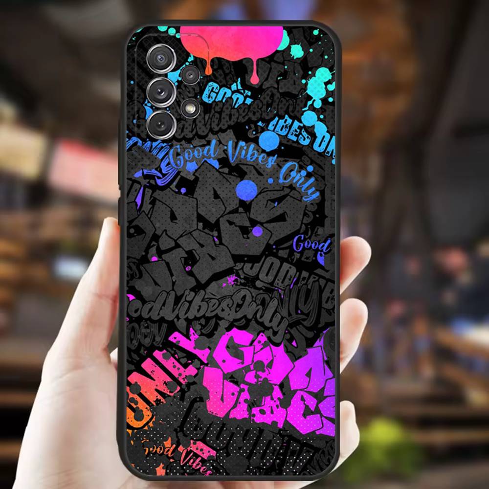 Coque de téléphone Cool Colorée Graffiti Cool Pour Samsung S 9,10,21,30,22,23,24,25,Ultra,Plus,Lite,FE,4,5G Coque Souple Noire