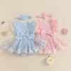 Summer Baby Girls Romper Dress Casual Sleeveless 3D Flower Embroidery Mesh Jumpsuit Fashion Newborn Clothes