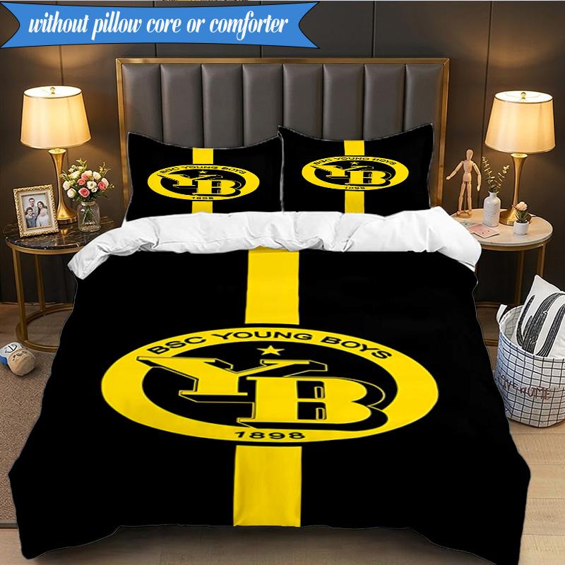 3PCS BSC Football Yellow And Black Unity Bedding Set 2D Printing (Includes 1 Duvet Cover + 2 Pillowcases Coreless), Bedroom decor,Fan gift