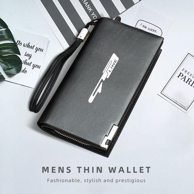 CKTJ8 Car Leather Wallet Credit Card ID Holder Coin Zipper Purse For KIA Rio K5 K2 Sportage Ceed Sorento Picanto Stinger Soul