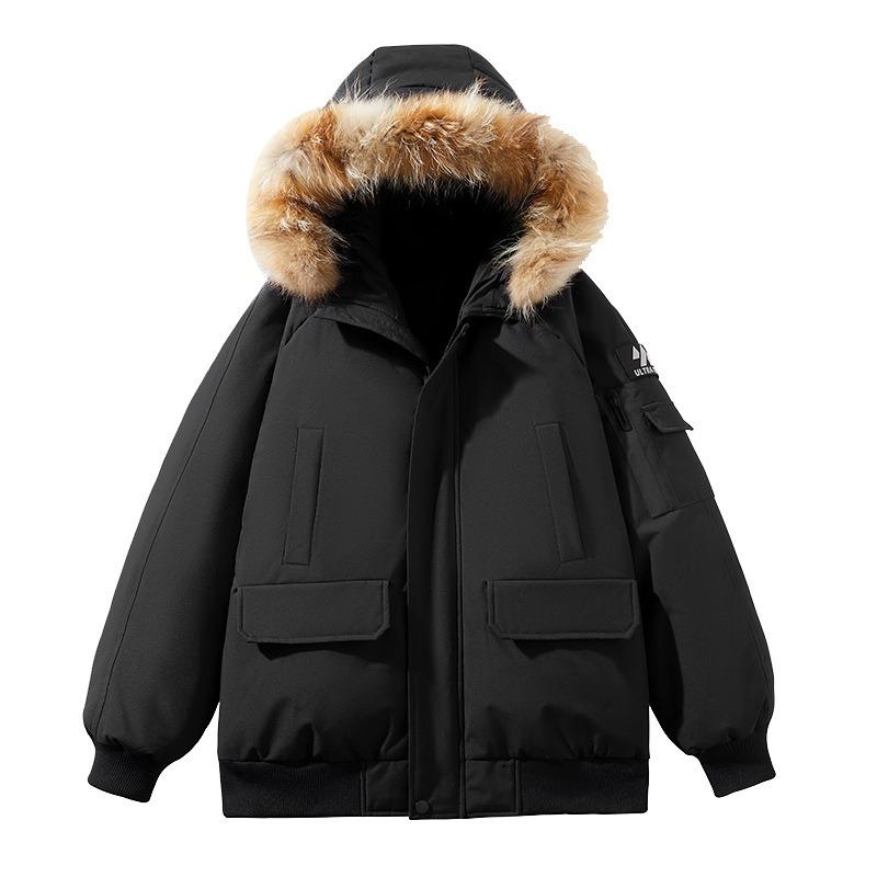 Down jacket men's new winter hooded multi-color versatile warm and cold casual fashion solid color tooling jacket
