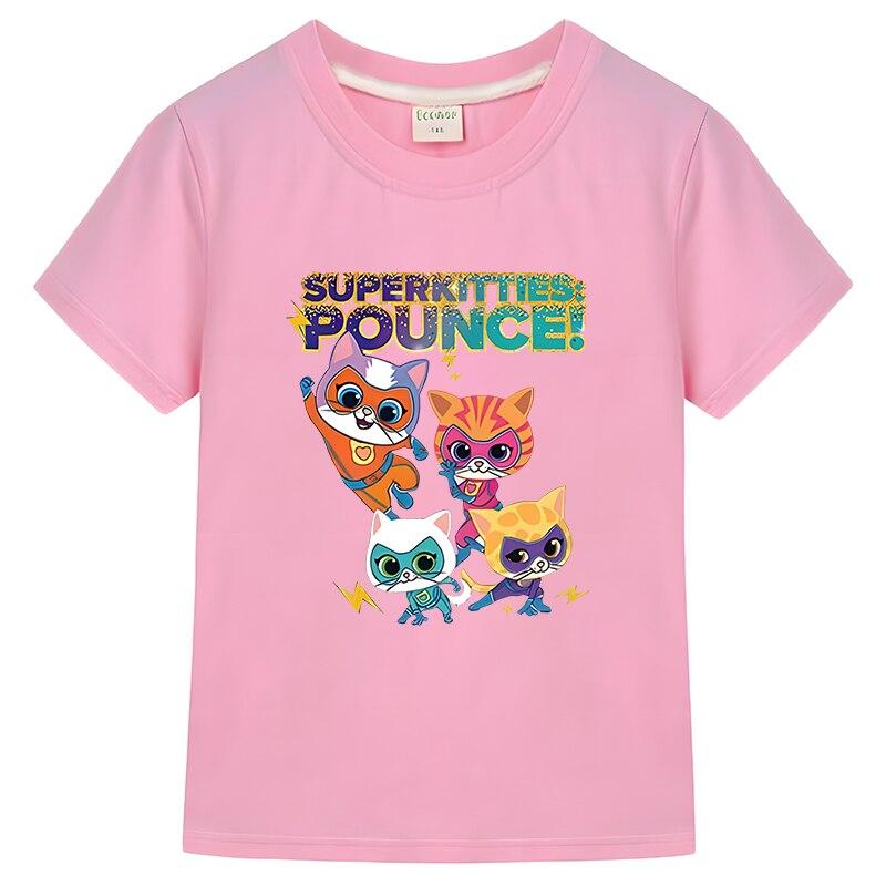New Game Super Kitties Kids T-shirt Summer Cotton Short Sleeve Tops Y2k One Piece T Shirt for Kids Boy 10 Years Girls Clothes Anime T-shirt