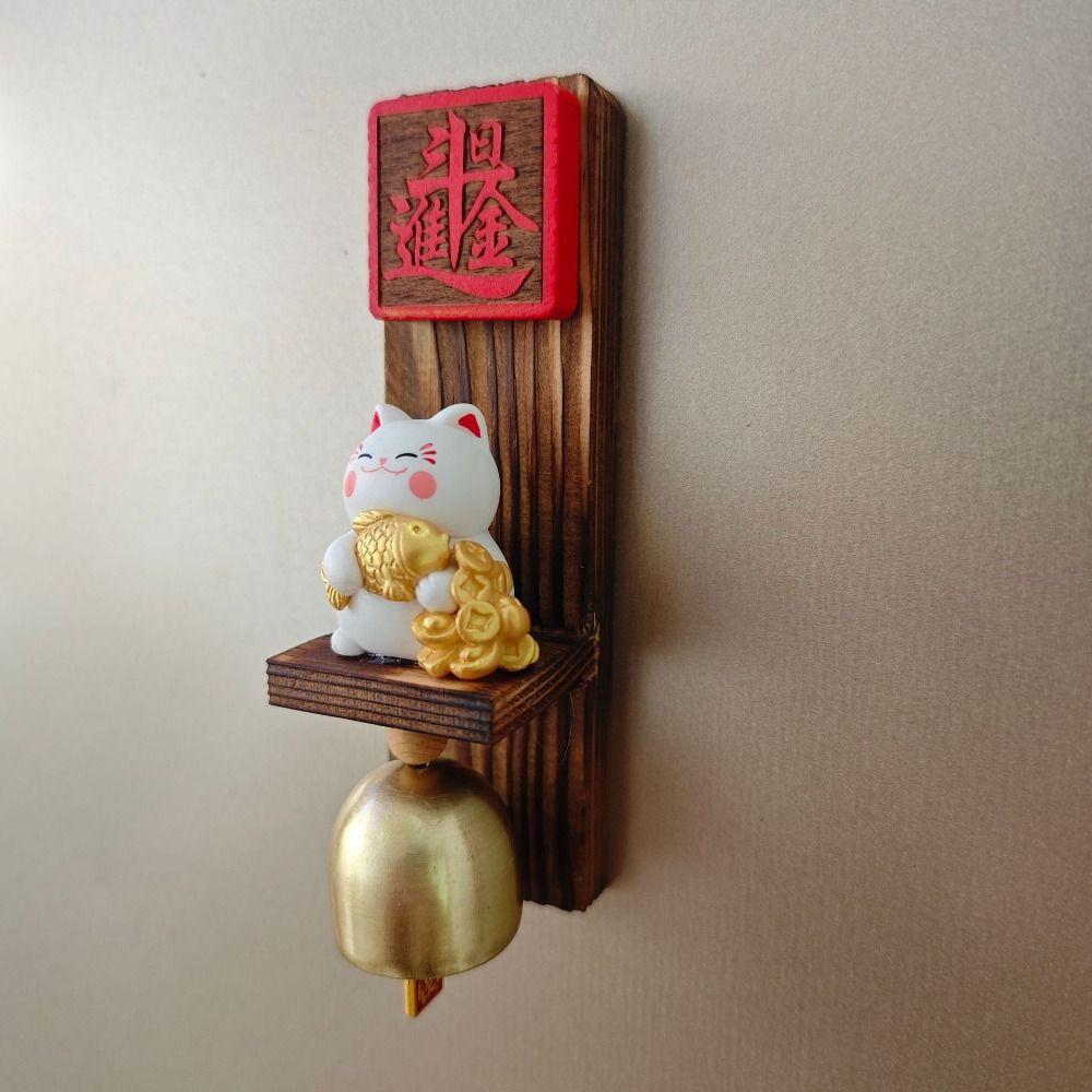 Hanging Decorative Wooden Door Bell Magnetic Delightful Sound Fridge Magnet Japanese Style Door Opening Shopkeepers Bell Fridge