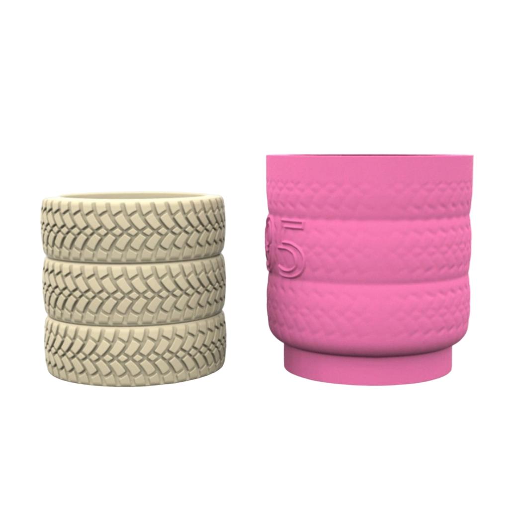 Elegant Tyre Sturdy Silicone Mould Portable for Resin and Clay Creative Flower Pots Pen Holder Cast Craft Supplies