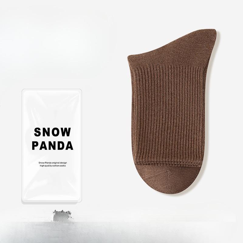Men's Cotton Socks - Thick Socks for Autumn and Winter, Plain-colored Mid-calf Socks, Sweat-absorbing and Odor-resistant Business Socks