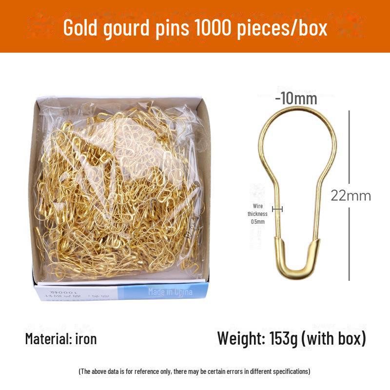 Gourd-Shaped Metal Safety Pins: Iron, Copper, Stainless Steel In Gold, Silver, Black - Clothing Tags/Small Pin Buckles