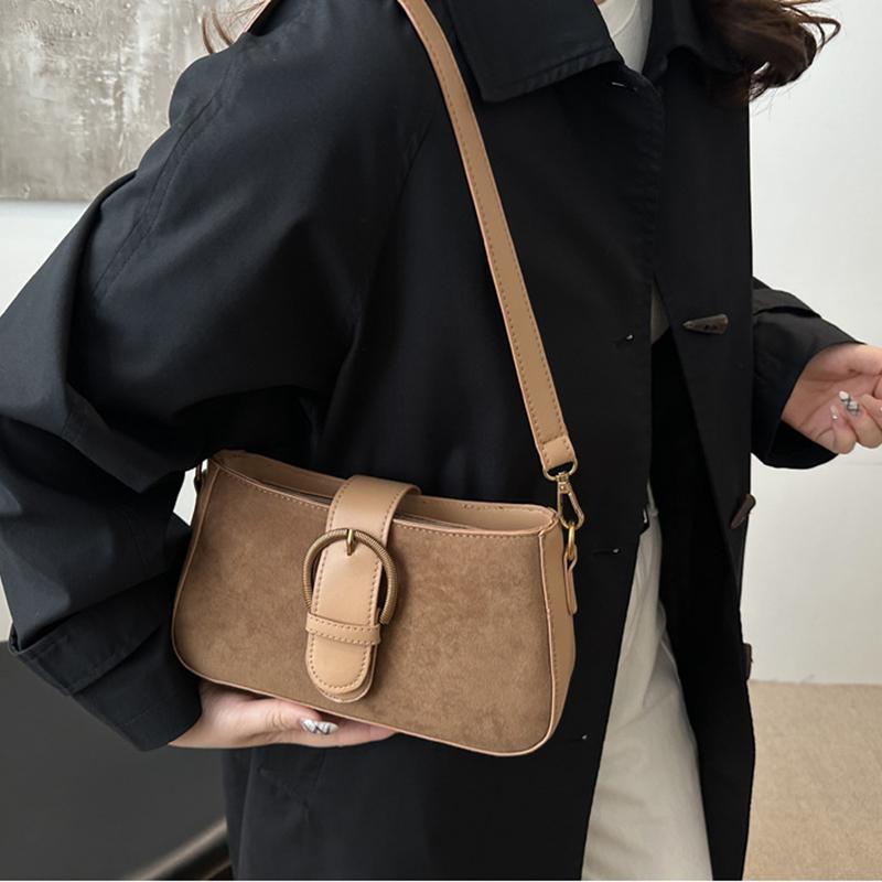 Høst og Vinter Dame Lett Ensfarget Liten Skulderveske Chic PU Lær Gullfarget Maskinvare Firkantet Underarmsveske