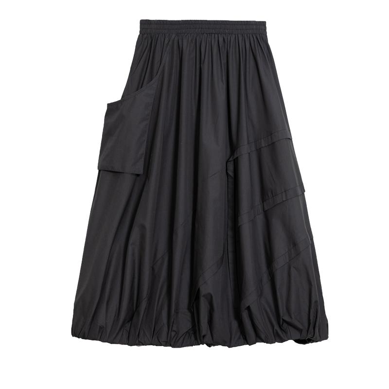 Cotton plus size High waist vintage Black Spring autumn casual loose long for woman skirts womens skirt