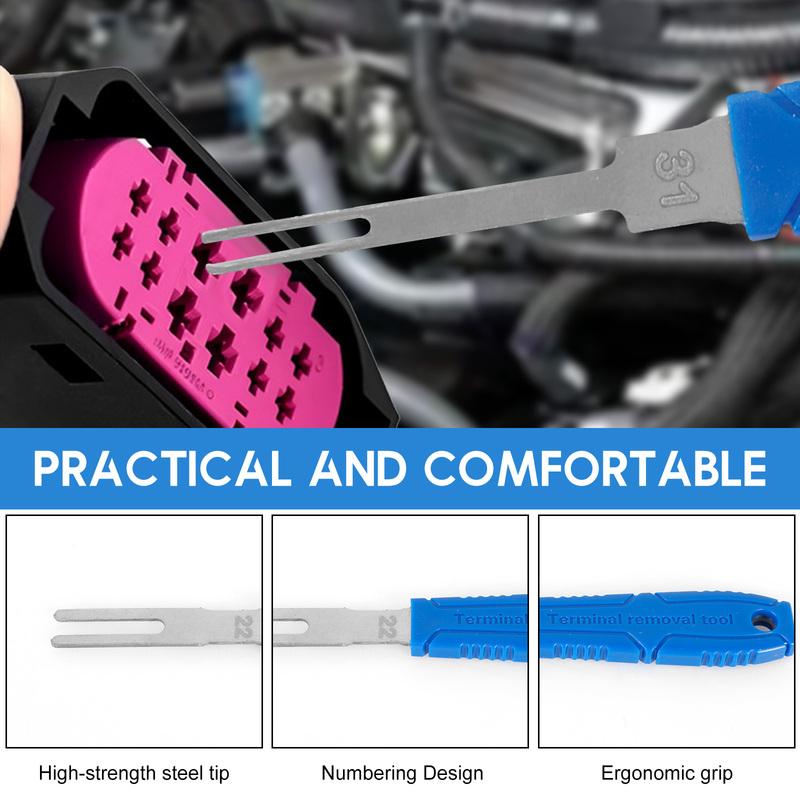 41PCS Electrical Pin Terminal Removal Tools Car Depinning Tool with Plastic Case for Connector Terminal Pin Removal Tool Kit