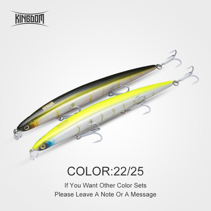 Kingdom Havfiskesluker 18cm 29g 33g Flytende Langsomtsynkende Agn Minnow Wobbler Kunstige Harde Agn VMC Kroker Fiskeutstyr