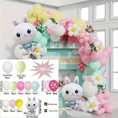 Easter Balloon Wreath Vaulted Rabbit Theme Party Background Arrangement Scene Decoration Color
