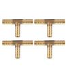 5pcs Brass T 3-Way Hose Joiner Fittings Barbed Connector   Water Oil Gas Fuel (6mm)