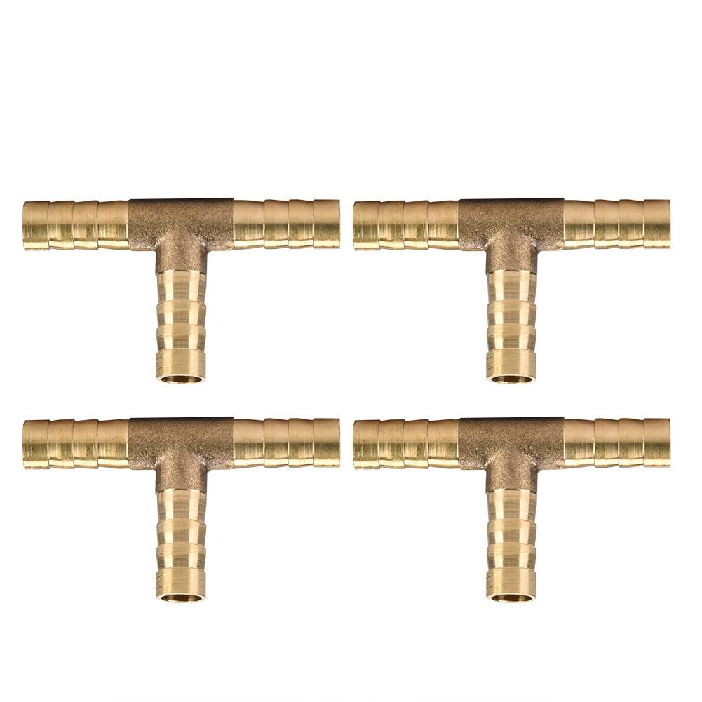 5pcs Brass T 3-Way Hose Joiner Fittings Barbed Connector Water Oil Gas Fuel (6mm)