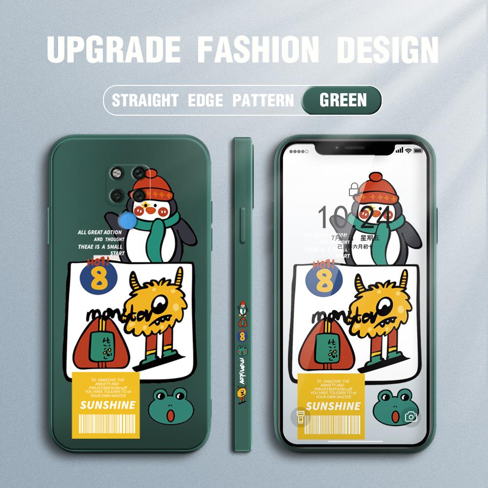 Cartoon Colorful Pattern Printing Pouzdro na telefon Čtvercové tekuté silikonové TPU Full Cover Fotoaparát Nárazuvzdorný ochranný kryt pro Huawei Honor Vivo