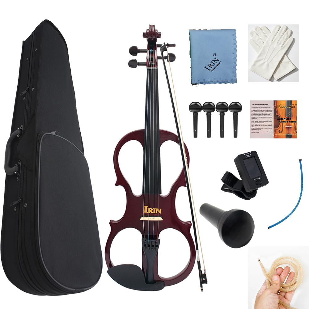 IRIN 4/4 Electric Smart Violin Kit for Beginner Profe Silent Electric Violin with Hard Case Headphones Connecting Cables Violin
