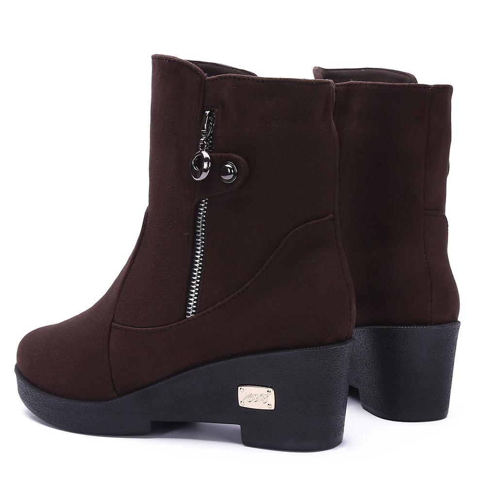 Women's Short Boots Winter Platform Bootie Outdoor Flock Footwear Warm Shoes