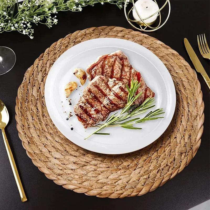 Handgewebte Rattan-Platzsets - Hitzebeständige Natürliche Tischsets für Essen, Küche, Hochzeit & Heimdekoration, Umweltfreundlich Gewebt