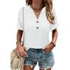 YYFS Camicette e camicie con scollo a V a maniche corte con stampa tinta unita primavera estate casual alla moda da donna