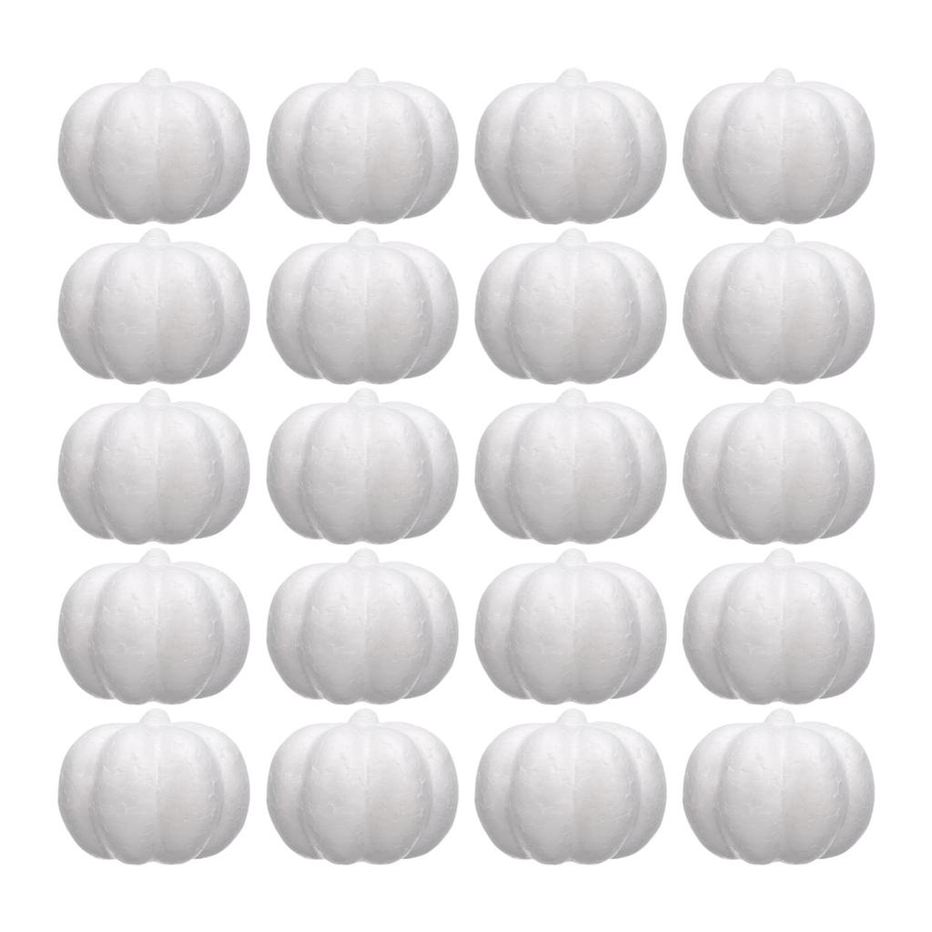 20Pcs White Foam Pumpkins Polystyrene Props Kids Gift Artificial Fake DIY Arts