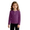 Girls' Fashion Casual Neck Button Base Layer Top for Everyday Wear