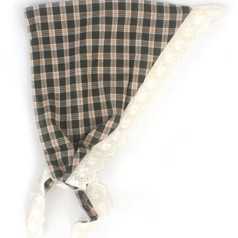 

Универсальная химия Клетчатый шарф Зеленый кружевной чепчик Шапка-чепчик FREE