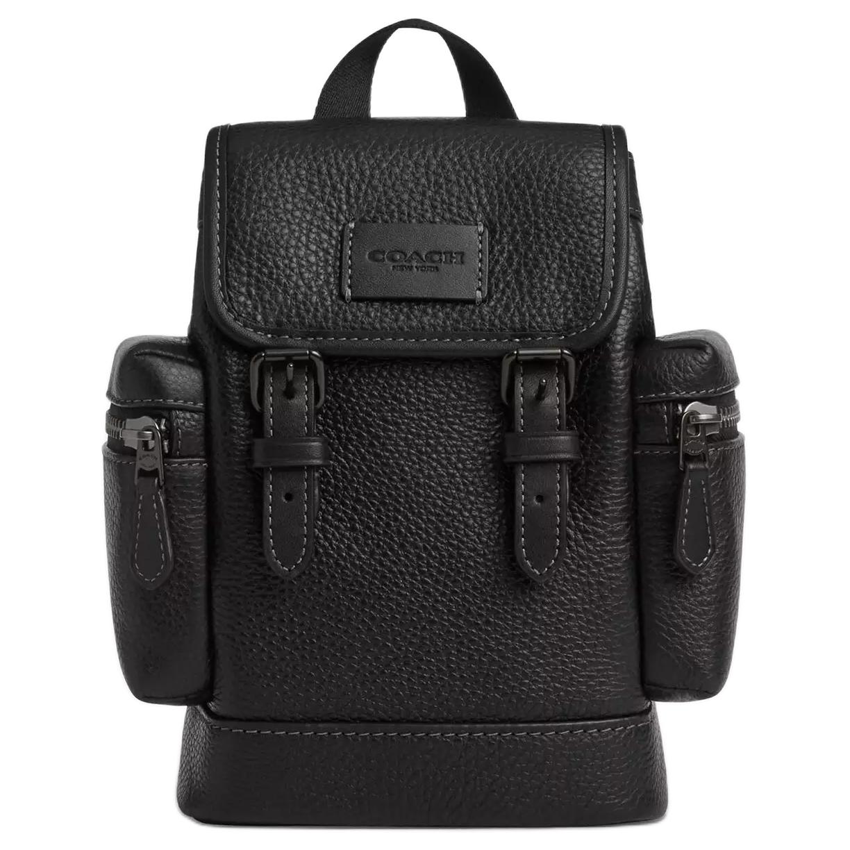 Coach Sprint 14 Logo Leather Mini Chest Bag Men bags Black CBF63-JIBLK Basic Set (Bag+Dust Bag)