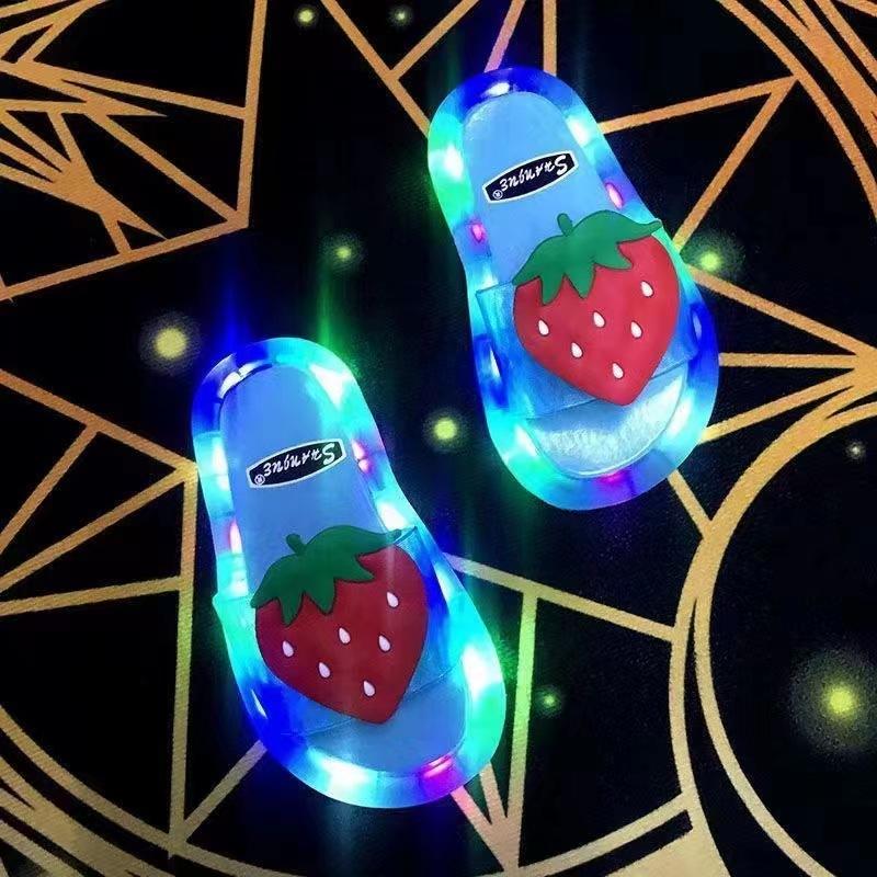 Complete luminous slippers summer adults wear cool flashing lights fruit strawberry cat full lights waterproof cool slippers