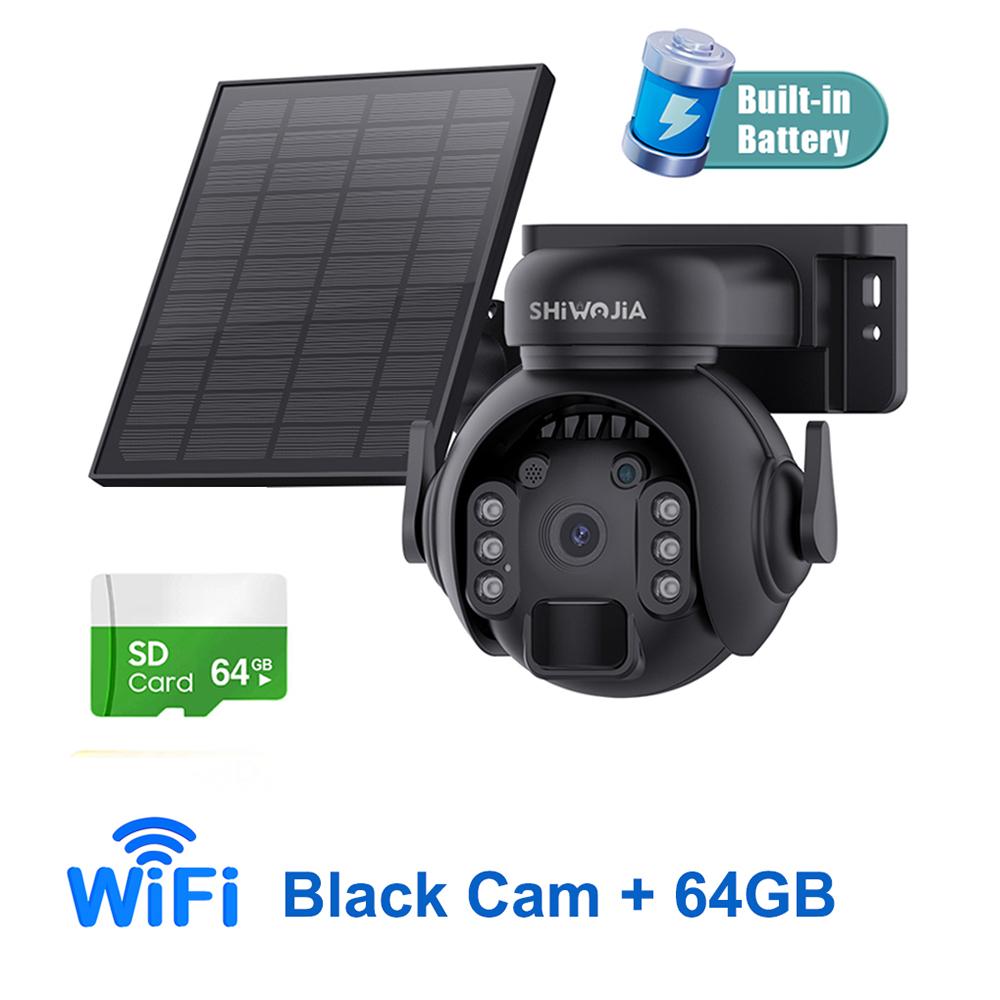 SHIWOJIA 3K 5MP 4G SIM Panel Security PTZ Night Vision PIR Human Detection Surveillance Solar Battery Camera