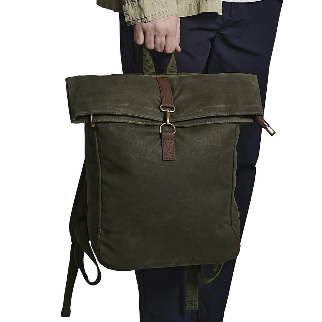 Quadra Heritage-Rucksack aus gewachstem Canvas-Leder mit Akzent