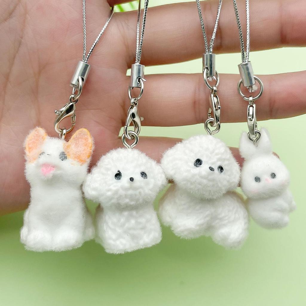 Cute 3D Resin Dog Keychain & Phone Lanyard Gift