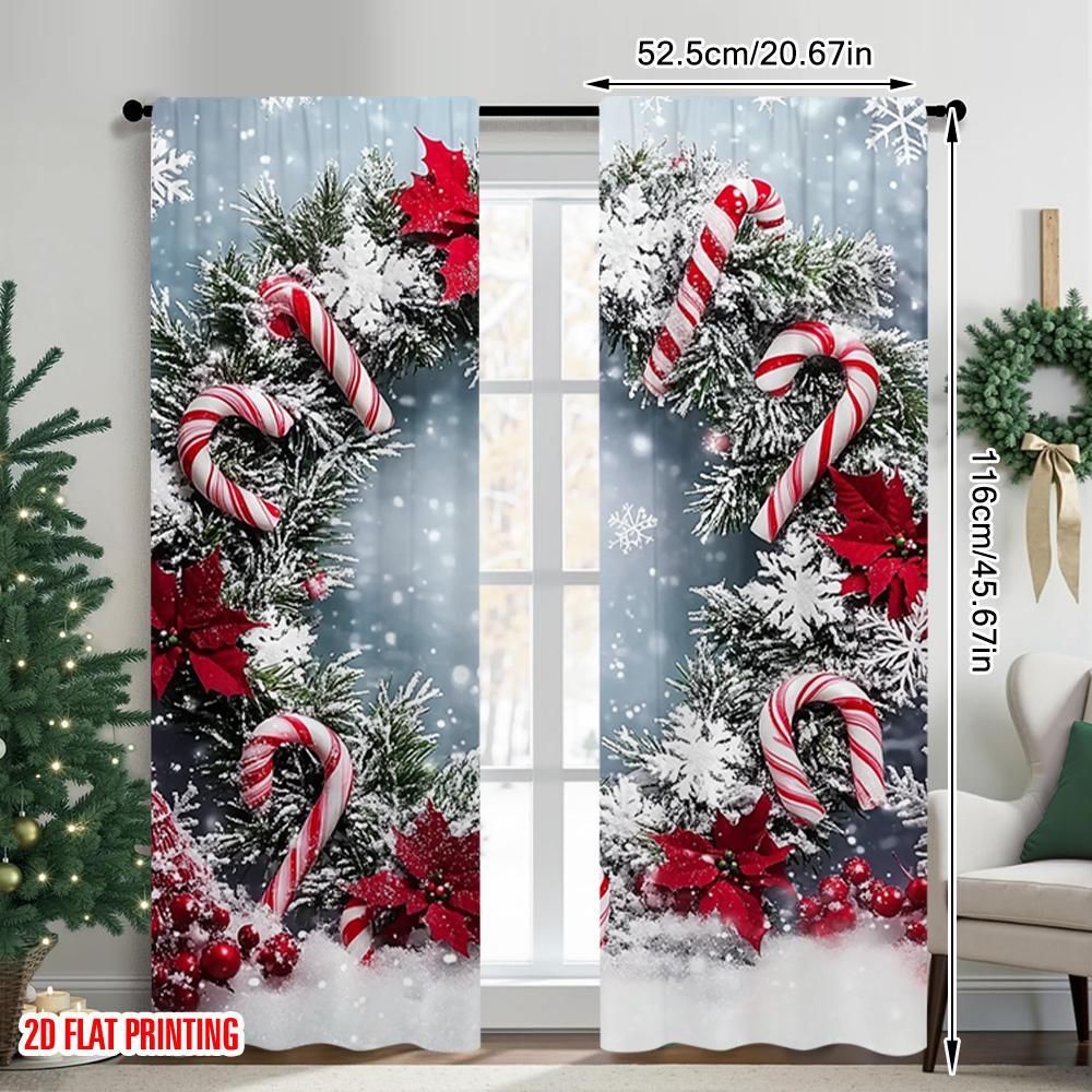 2pcs 2D flat printing Merry Christmas Drapes Snow candy bar Versatile Polyester Fabric Without Electricity Birthday Party for