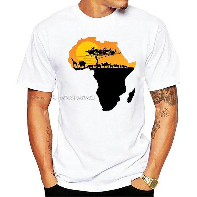 Cool Africa Style T Shirt Men Originality Popular Shirt Brand Good Quality Tee Africa Map Lion Tops Harajuku Streetwear