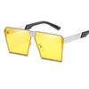 Top Oversized Flat Lens Square Sunglasses Men Women Fashion Metal Large Glasses