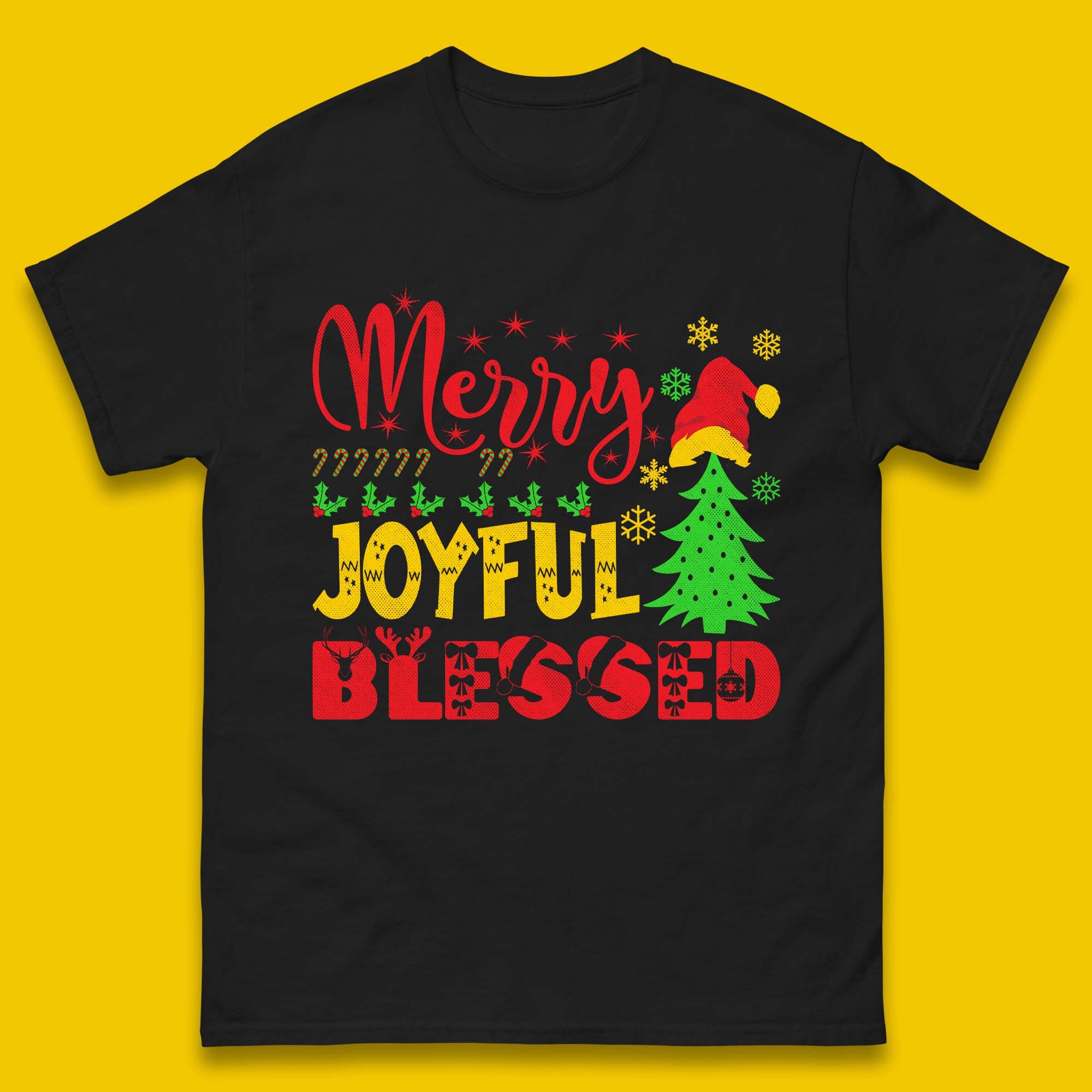 Merry Joyful Blessed Christmas Mens T-Shirt Womens Tops Tees 3XL