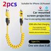 2pcs 4-in-1 Fast Charging USB-C To Type-C Cable, Retractable Spring Coiled Charger Cord for IPhone 16/15/14/13/12/11, for Huawei, for Samsung