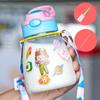 Water bottle1011 new children's cartoon straw cup strap handle portable plastic cup baby cute water cup