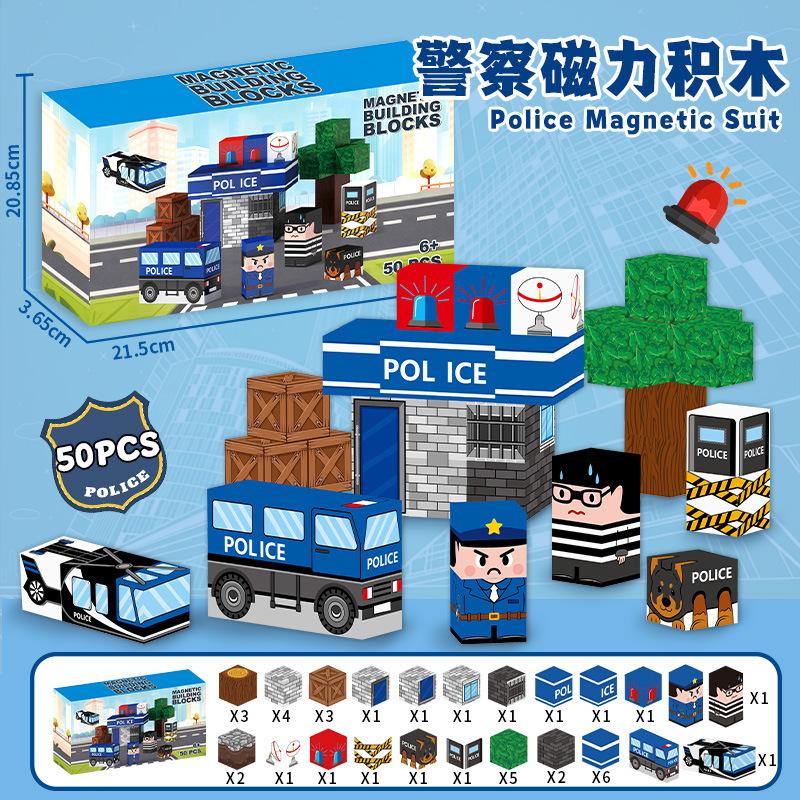 Christmas Themed Magnetic Blocks Educational Diy Building Toy