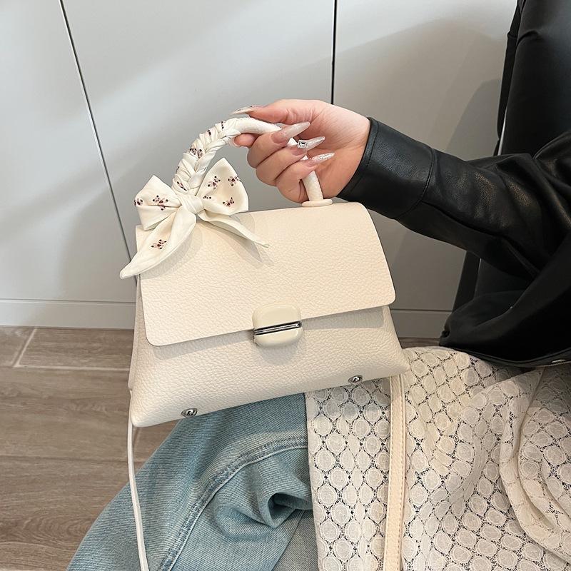 New Fashion Simple Silk Scarf Contrasting Color Portable Shoulder Crossbody Trendy Women's Bag