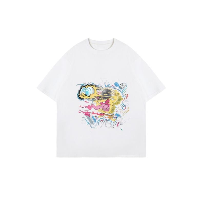 Oversized T-Shirt Black SpongeBob SquarePants Graphic Print With Text MICHIN For Casual Wear Street Style Fashion