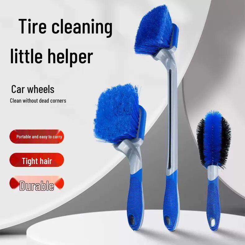 Blue Long Handle Non-Slip Car Wash Brush - Enlarged and Soft for Tires and Wheels