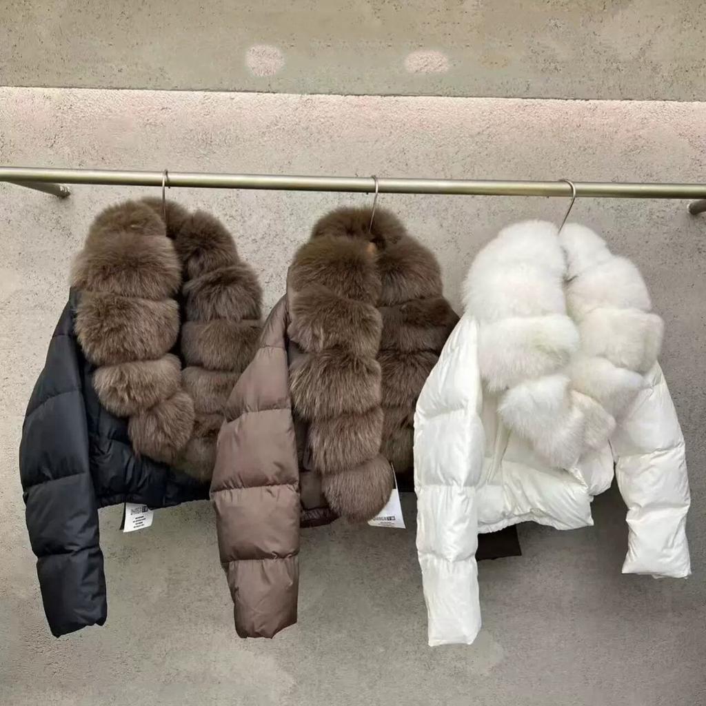 Europe and the United States new high-end big fur collar foreign gas cotton-padded clothes women's short thickened warm cotton-padded jacket jacket